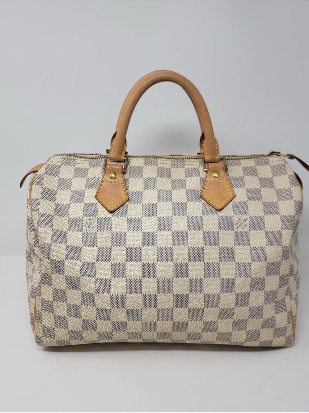 Louis Vuitton Cream and Tan Checkered Satchel - Picture 2 of 12